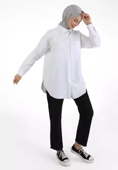 Блузка на пуговицах POINT COLLAR BENIN Modanisa, кремовый