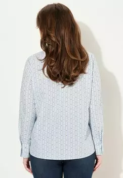 Блузка на пуговицах PRINTED LONG SLEEVE GOBLET COLLAR Ulla Popken, светло-голубой