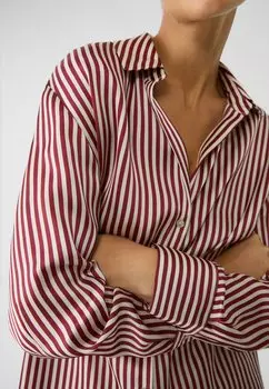 Блузка на пуговицах PRINTED WITH COLLAR Stradivarius, бордовый