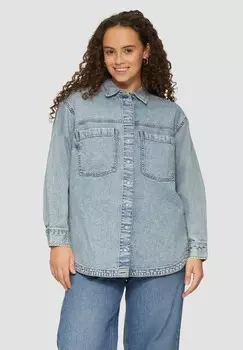 Блузка на пуговицах QS, темно-синий деним