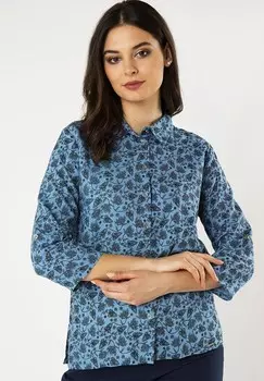 Блузка на пуговицах QUIOSQUE, синий