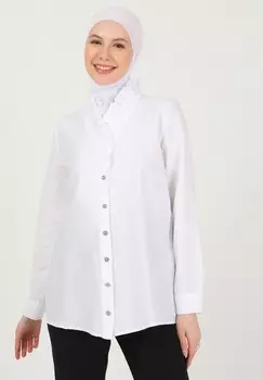 Блузка на пуговицах REFKA Modanisa, кремовый