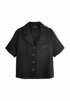 Блузка на пуговицах REGULAR FIT - BRODERIE SHORT SLEEVE HOLIDAY Next, черный
