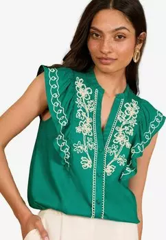 Блузка на пуговицах REGULAR FIT -V-NECK RUFFLE SLEEVE Love & Roses, зеленый