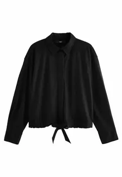 Блузка на пуговицах RELAXED FIT DRAWSTRING HEM Next, черный