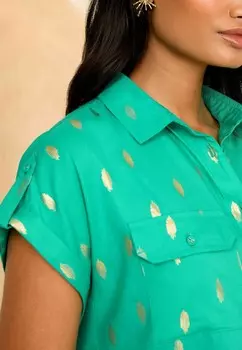Блузка на пуговицах ROLL SLEEVE UTILITY REGULAR FIT Love & Roses, зеленый