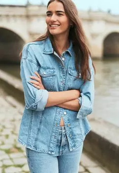 Блузка на пуговицах SEAM FRONT REGULAR FIT Button-down blouse Next, синий