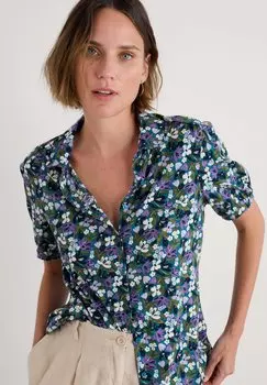 Блузка на пуговицах Seasalt Cornwall, цвет Teal Crayon Floral Dark Drift