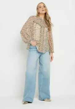 Блузка на пуговицах SHEER FLORAL FRILL Long Tall Sally, бежевый