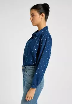 Блузка на пуговицах SHIRRED Lee, синий деним