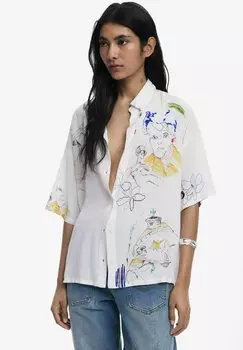 Блузка на пуговицах SHORT-SLEEVE FACES Desigual, белый