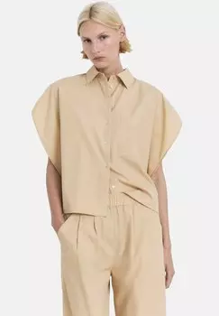 Блузка на пуговицах SHORT SLEEVED Mango, светло-коричневый