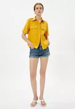 Блузка на пуговицах SHOULDER DETAIL MIX SHORT SLEEVE Koton, горчично-желтый