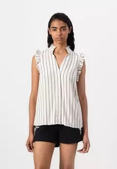 Блузка на пуговицах SLFVIVA RUFFLE STRIPED Selected Femme, серо-коричневый