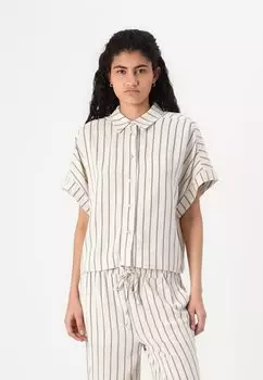 Блузка на пуговицах SLFVIVA STRIPED CROPPED SUNSHIRT Selected Femme, серо-коричневый