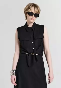 Блузка на пуговицах SMANICATA MISTO CON NODO - Top Calliope, черный