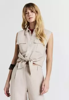 Блузка на пуговицах SMANICATA MISTO CON NODO - Top Calliope, коричневый