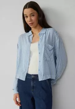 Блузка на пуговицах STREIFEN MIT AUFGESETZTER TASCHE QS, светло-голубой
