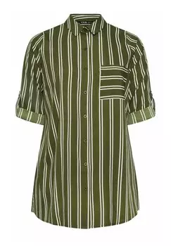 Блузка на пуговицах STRIPE BOYFRIEND Yours Clothing, хаки