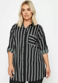 Блузка на пуговицах STRIPE BOYFRIEND Yours Clothing, черный