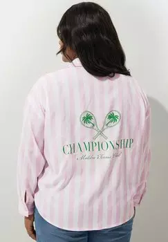 Блузка на пуговицах STRIPE TENNIS PRINTED Yours Clothing, розовый