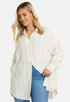 Блузка на пуговицах STRIPE Yours Clothing, кремовый