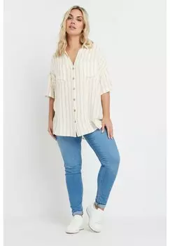Блузка на пуговицах STRIPE Yours Clothing, кремовый