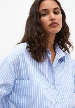 Блузка на пуговицах STRIPED BOXY PULL&BEAR, синий