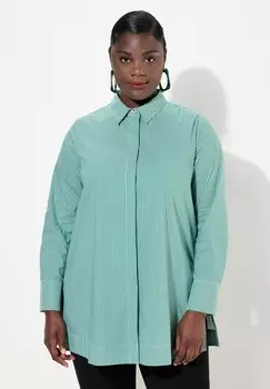 Блузка на пуговицах STRIPED BUTTON Ulla Popken, зеленый
