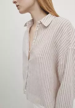 Блузка на пуговицах STRIPED CROP Massimo Dutti, бежевый