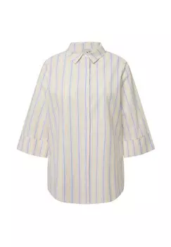 Блузка на пуговицах STRIPED TEXTURED 3/4 SLEEVE Ulla Popken, белый