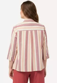 Блузка на пуговицах STRIPED TIE FRONT 3/4 SLEEVE Ulla Popken, коралл