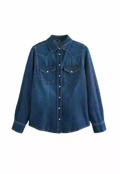 Блузка на пуговицах TALL FIT FULLER BUST SEAM DETAIL WESTERN Next, синий