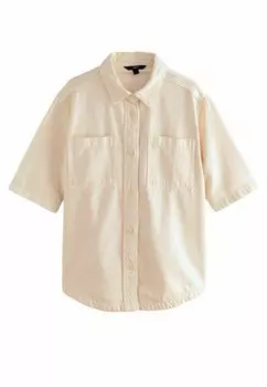 Блузка на пуговицах TALL FIT - OVERSIZED SHORT SLEEVE Next, бежевый