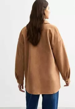 Блузка на пуговицах TAN OVERSIZED New Look, коричневый