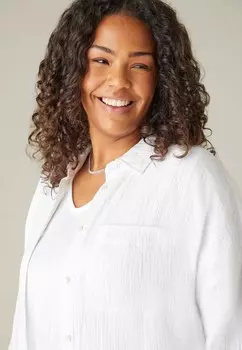 Блузка на пуговицах TEXTURED Live Unlimited London, белый