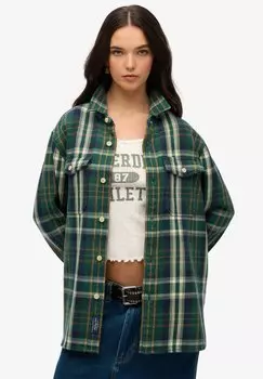 Блузка на пуговицах THE MERCHANT STORE HEAVY CHECKED Superdry, зеленый