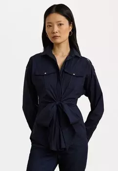 Блузка на пуговицах TIE FRONT COTTON BLEND SHIRT Lauren Ralph Lauren, темно-синий