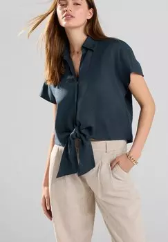 Блузка на пуговицах TIE FRONT SHORT SLEEVE Next, сине-серый