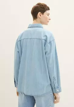 Блузка на пуговицах TOM TAILOR DENIM, светло-голубой деним
