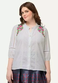 Блузка на пуговицах TRADITIONAL 3/4 SLEEVE FLORAL Ulla Popken, белый