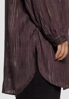 Блузка на пуговицах TRANSPARENTE LONG-BLUSE MIT SILBER-GLANZ QS, бордовый