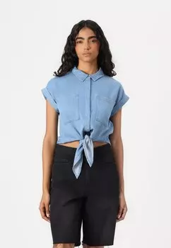 Блузка на пуговицах VINEA TIE SHIRT VILA, цвет Medium Blue Denim