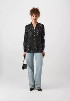 Блузка на пуговицах Vmbumpy Vero Moda, черный/белый
