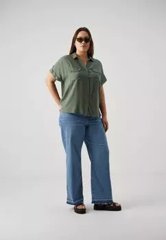 Блузка на пуговицах Vmcbumpy Shirt Vero Moda, зеленый