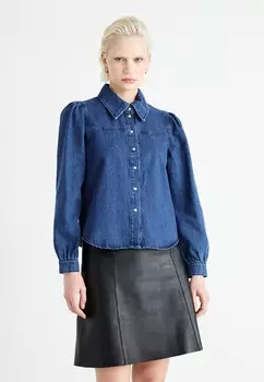 Блузка на пуговицах VMDALLAS Vero Moda, темно-синий деним