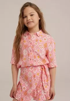 Блузка на пуговицах WE Fashion, розовый