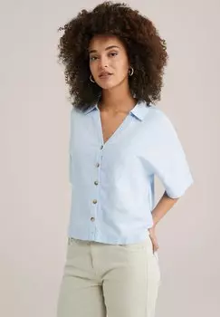 Блузка на пуговицах WE Fashion, светло-голубой