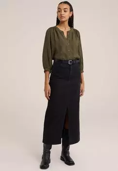 Блузка на пуговицах WE Fashion, зеленая