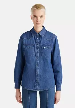 Блузка на пуговицах WESTERN United Colors of Benetton, синий